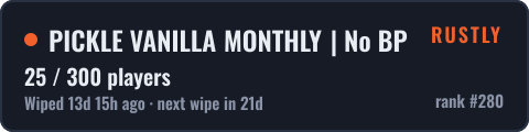 PICKLE VANILLA MONTHLY | No BP Wipe — live status badge