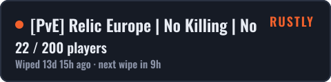[PvE] Relic Europe | No Killing | No Raiding | No Decay — live status badge
