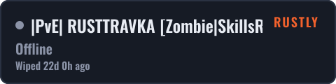 |PvE| RUSTTRAVKA [Zombie|SkillsRPG|RaidBases|Events|Loot+] — live status badge