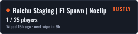 Raichu Staging | F1 Spawn | Noclip | DLC Unlocked — live status