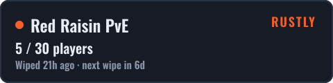 Red Raisin PvE — live status