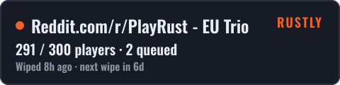Reddit.com/r/PlayRust - EU Trio — live status badge