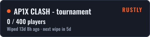 AP1X CLASH - tournament — live status badge