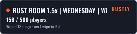 RUST ROOM 1.5x | WEDNESDAY | Wipe 14.10 — live status badge