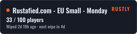 Rustafied.com - EU Small - Monday — live status badge