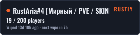 RustAria#4 [Мирный / PVE / SKINDROPS] — live status badge