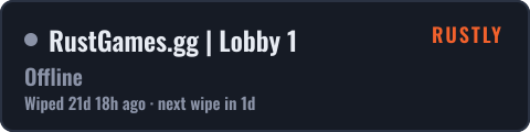 RustGames.gg | Lobby 1 — live status badge