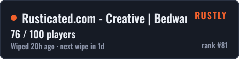 Rusticated.com - Creative | Bedwars | CREATIVE 4.0 OUT NOW! — live status badge