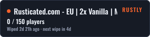 Rusticated.com - EU | 2x Vanilla | Monday | Shared Bps | 8/31 — live status