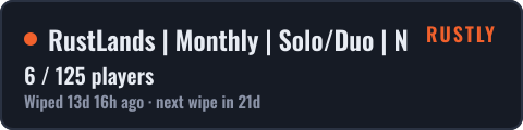 RustLands | Monthly | Solo/Duo | No BP Wipe 7/2 7.2 2/7 2.7 — live status
