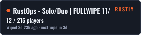 RustOps - Solo/Duo | FULLWIPE 11/10 11.10 10/11 — live status badge