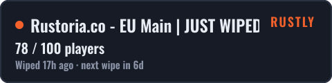 Rustoria.co - EU Main | JUST WIPED 25.10 — live status badge