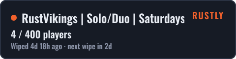 RustVikings | Solo/Duo | Saturdays | FULLWIPE 10/10 17:00CEST — live status badge