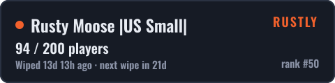 Rusty Moose |US Small| — live status badge