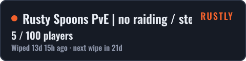 Rusty Spoons PvE | no raiding / stealing / killing — live status