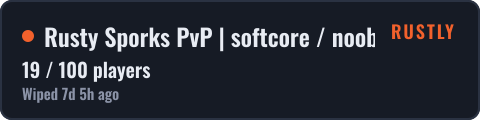 Rusty Sporks PvP  | softcore / noob friendly — live status badge