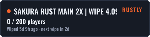 SAKURA RUST MAIN 2X | WIPE 4.09 — live status