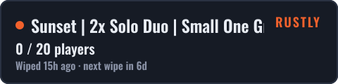 Sunset | 2x Solo Duo | Small One Grid — live status badge