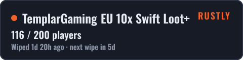 TemplarGaming EU 10x Swift Loot++|PvP|MyMini|SkinBox|x10 JUST W — live status
