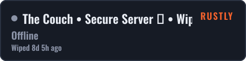 The Couch • Secure Server ✓ • Wiped yesterday — live status badge