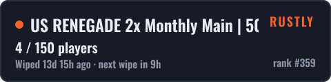 US RENEGADE 2x Monthly Main | 50% Upkeep | No BP Wipe | — live status