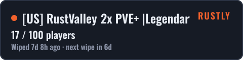 US RustValley 2x PVE+ |Legendary Weapons| Raidable Bases| — live status