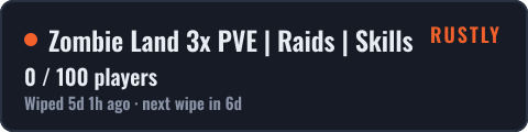 Zombie Land 3x PVE | Raids | Skills | Events | Custom Maps — live status badge