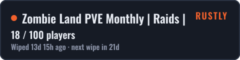 Zombie Land PVE Monthly | Raids | Skills | Custom Maps — live status badge