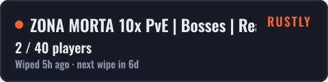 ZONA MORTA 10x PvE | Bosses | Reator | Mutação | Wipe 15 dias — live status badge